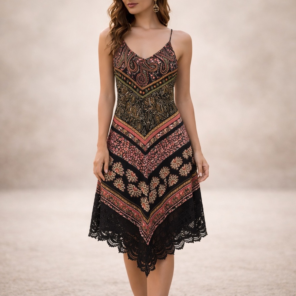 Crystal Doll Boho Floral Asymmetrical Dress